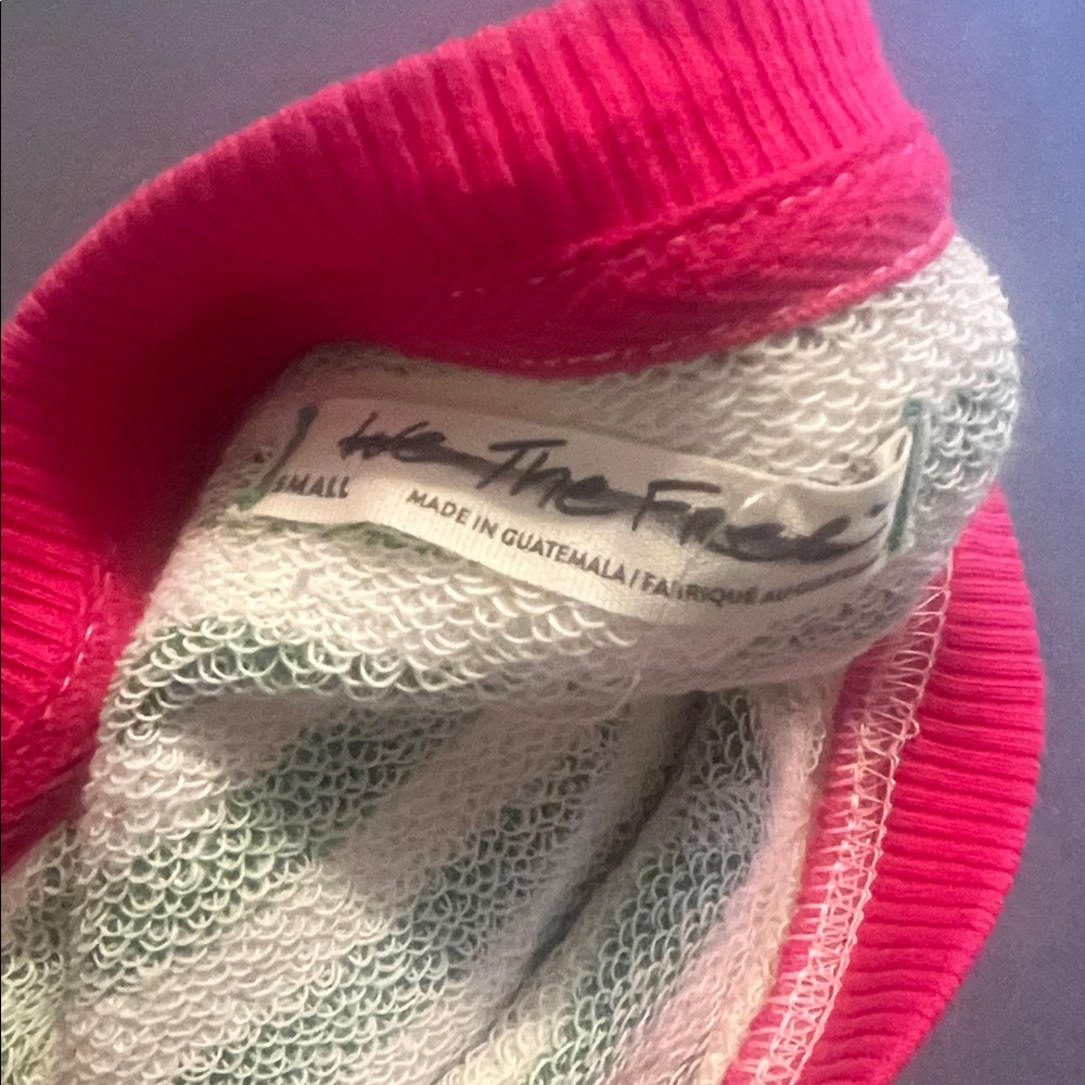 Free people classic striped crewneck in pink clover combo size small NWOT - Picture 4 of 4